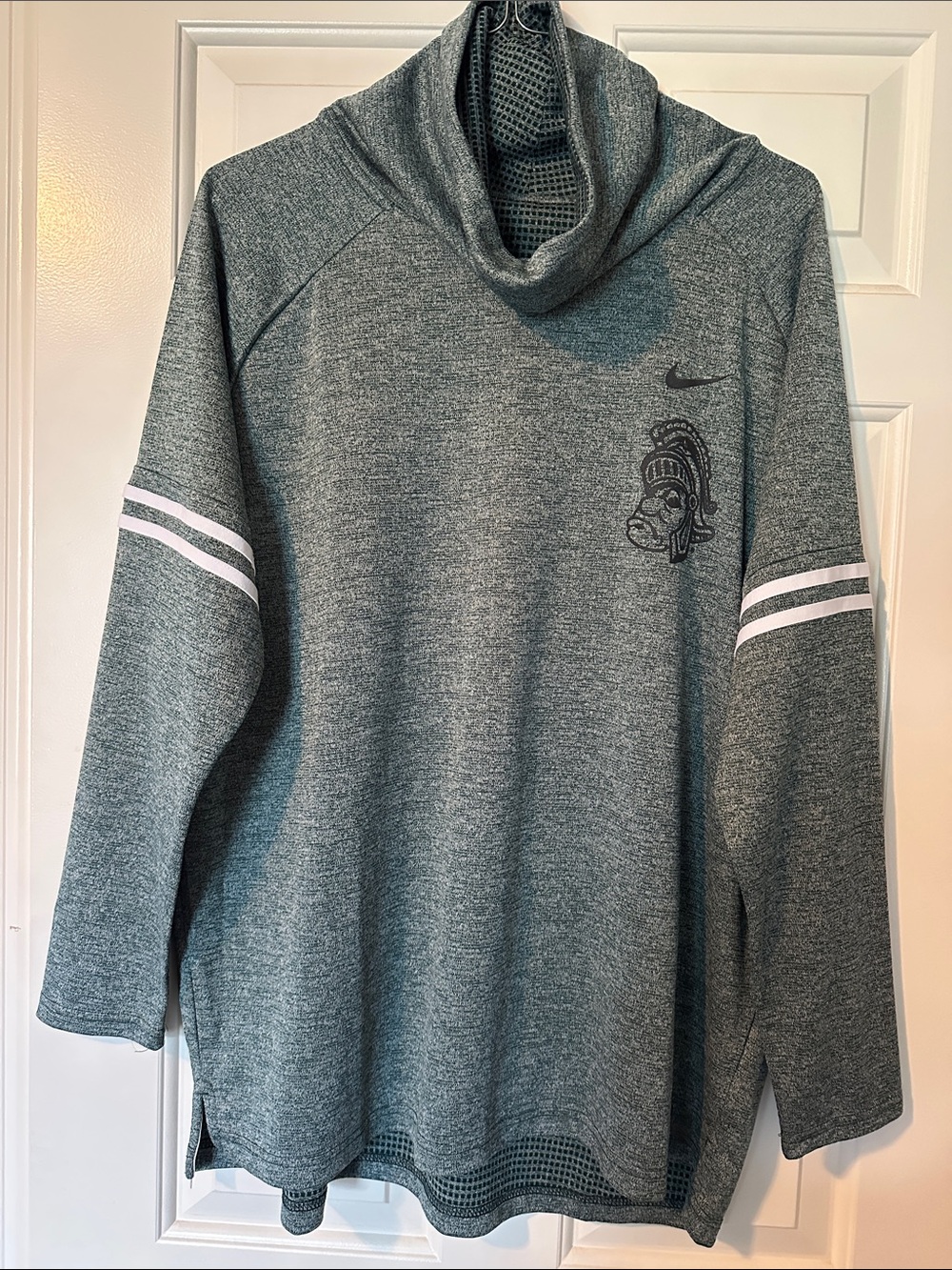 Nike MSU Green Pullover Cowl-Neck with Striped Sleeves